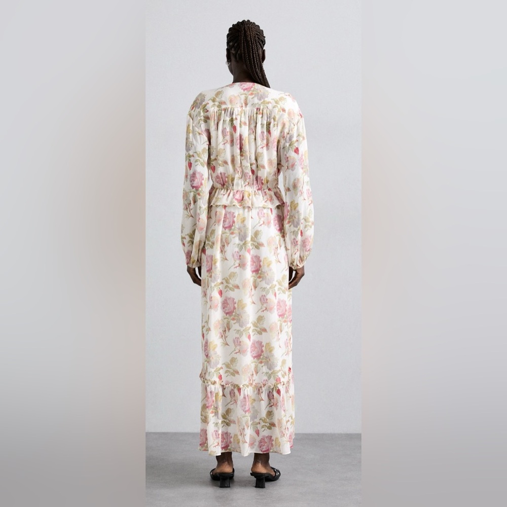NWT The Kooples Pink Floral Silk Ruffle Maxi Dress Luxury Size 2 Medium $715 - Picture 9 of 9